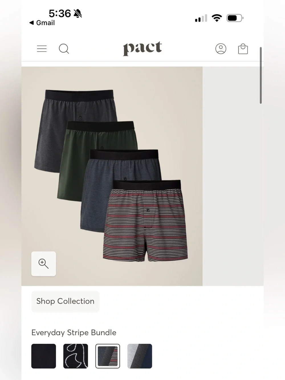 Pact Organic Cotton Men’s Everyday Stripe Knit Medium Boxers Set of 4 NWOT